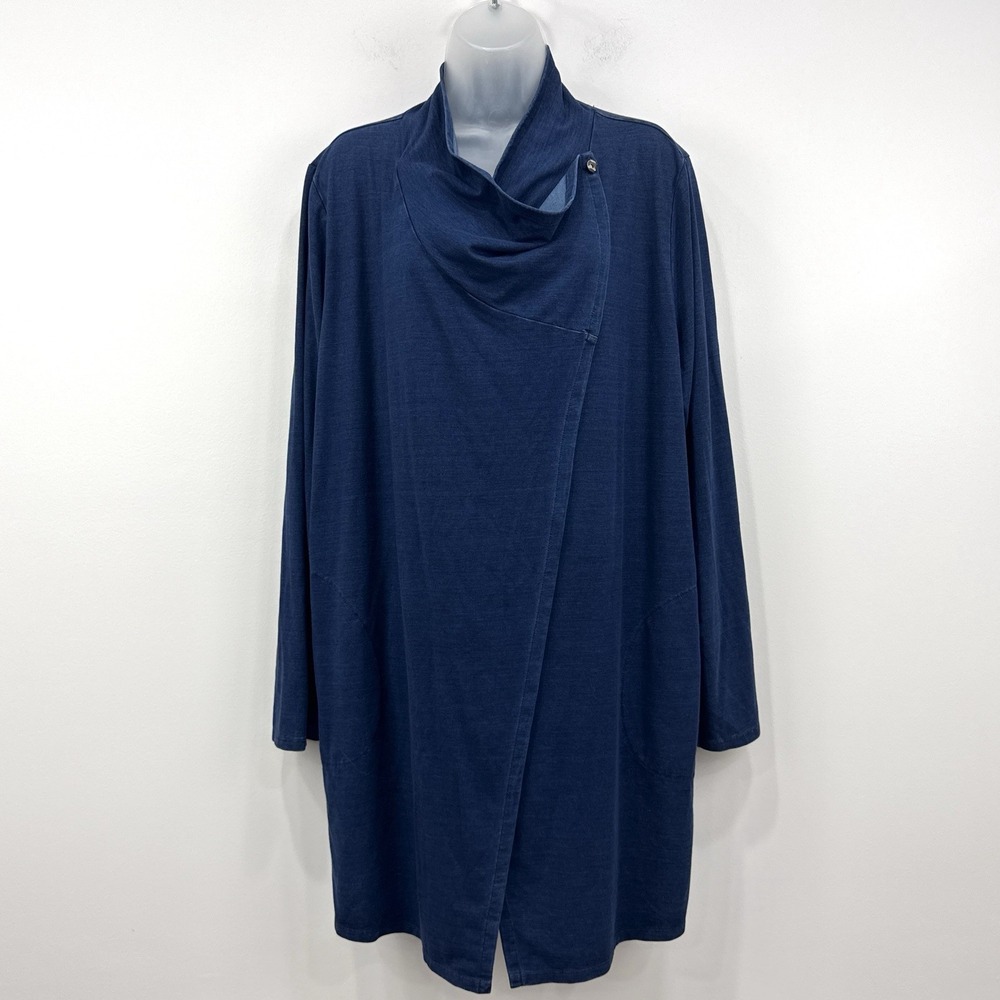 J Jill Pure Indigo Wrap Cardigan Jacket XL NWT Draped Lagenlook Tunic Oversized